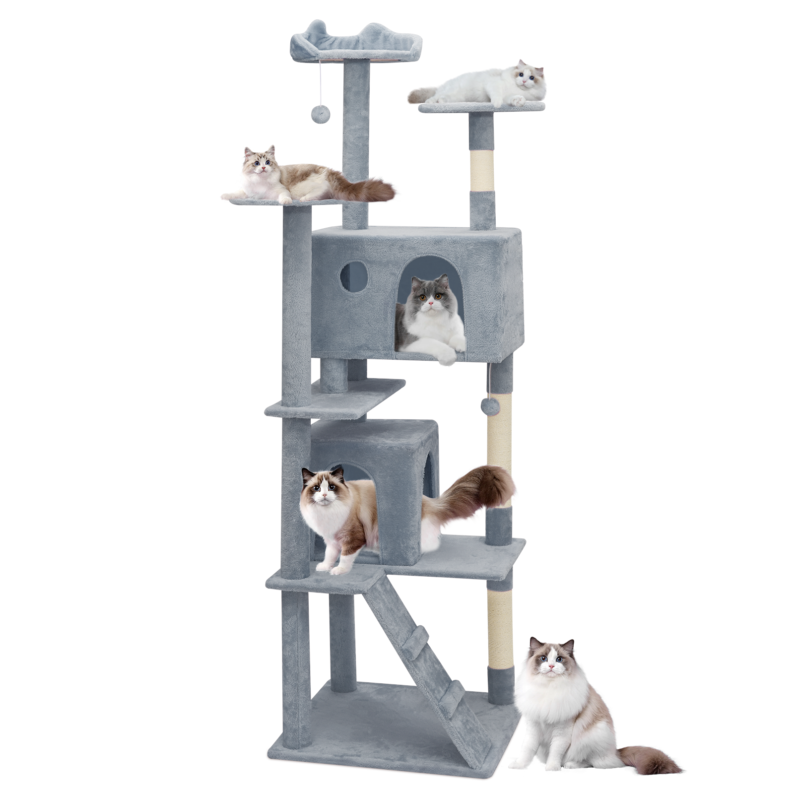 77"Cat Tree Cat Tower Large Kitten Playing House Condo Scratching Post for Rest