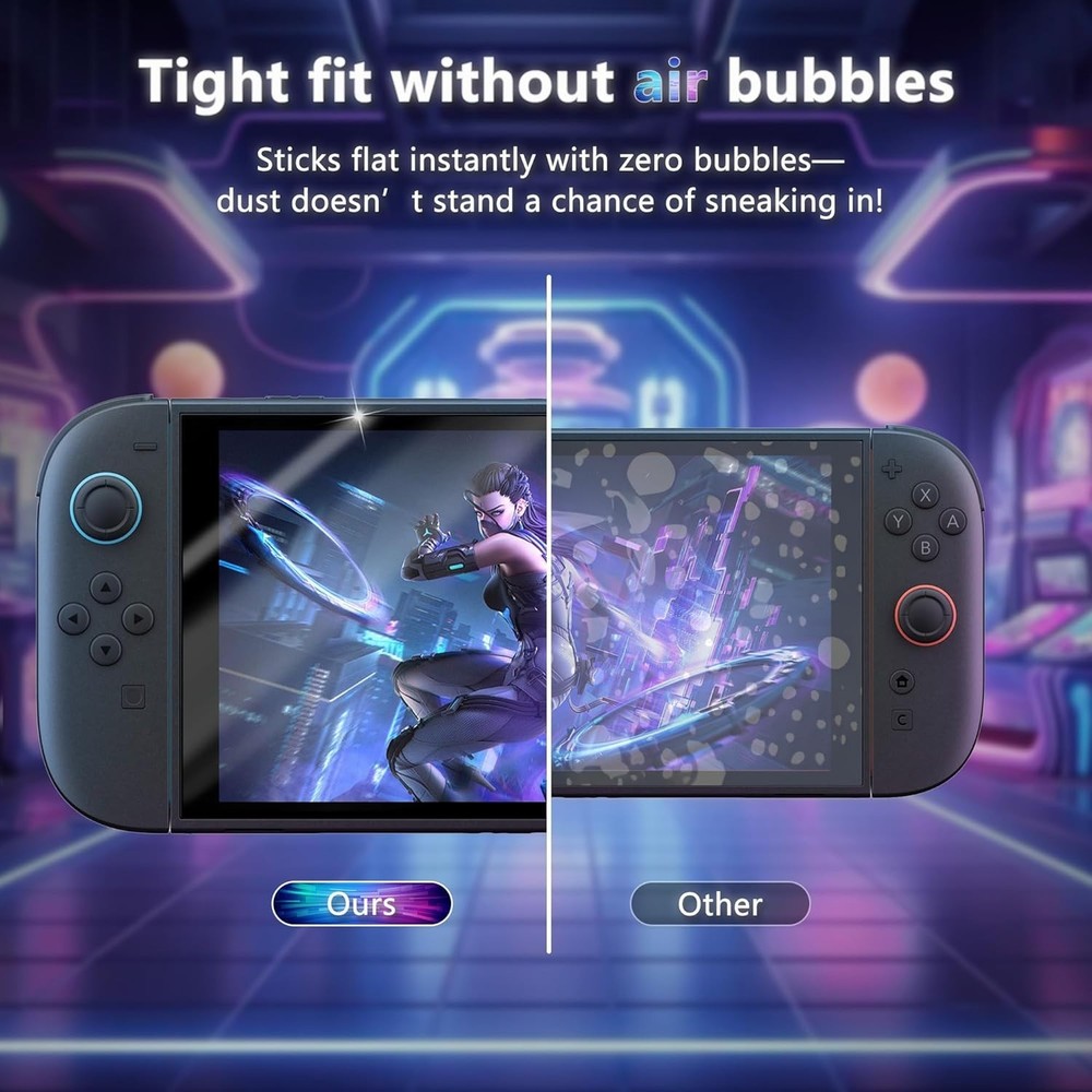 Nintendo Switch 2 Tempered Glass Screen Protector 2 Pack HD Anti Scratch Guard