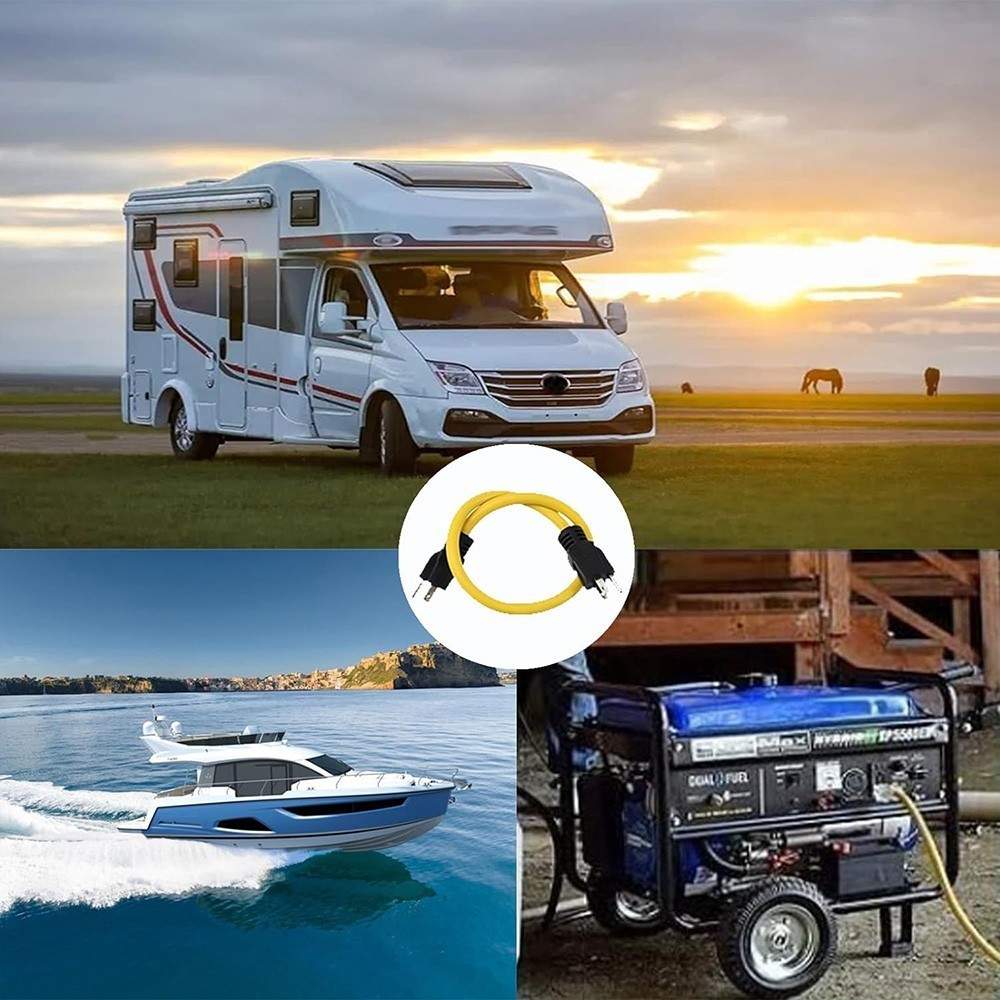 3 Prong Plug 125V Double Male Extension Cord NEMA 5-15P to 5-15P Adapter Yellow