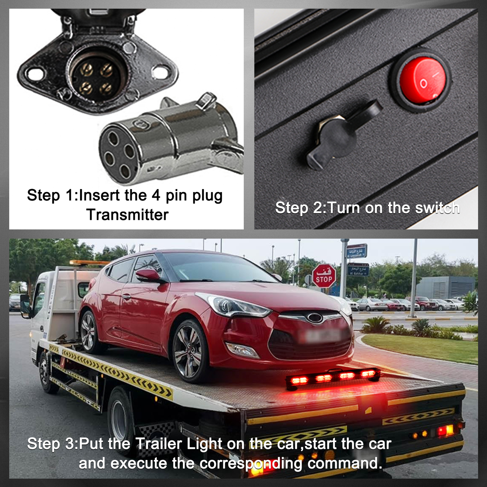 22" WIRELESS TOW LIGHT BAR TRAFFIC ADVISOR FOR TOW TRUCK WRECKER TRAILER