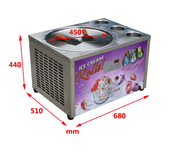 Countertop 18" single round pan with 3 tanks fried ice cream roll machine
