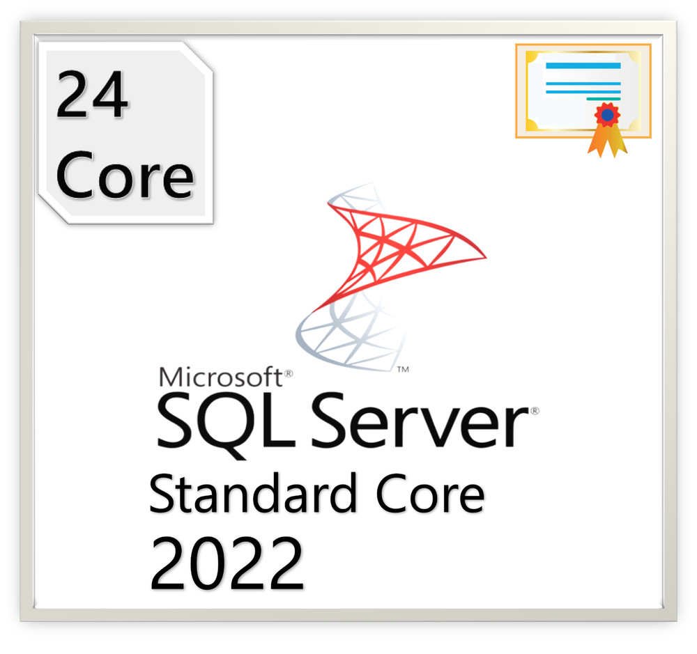 Microsoft SQL Server 2022 Standard Edition, 24 Core License, DVD Installation