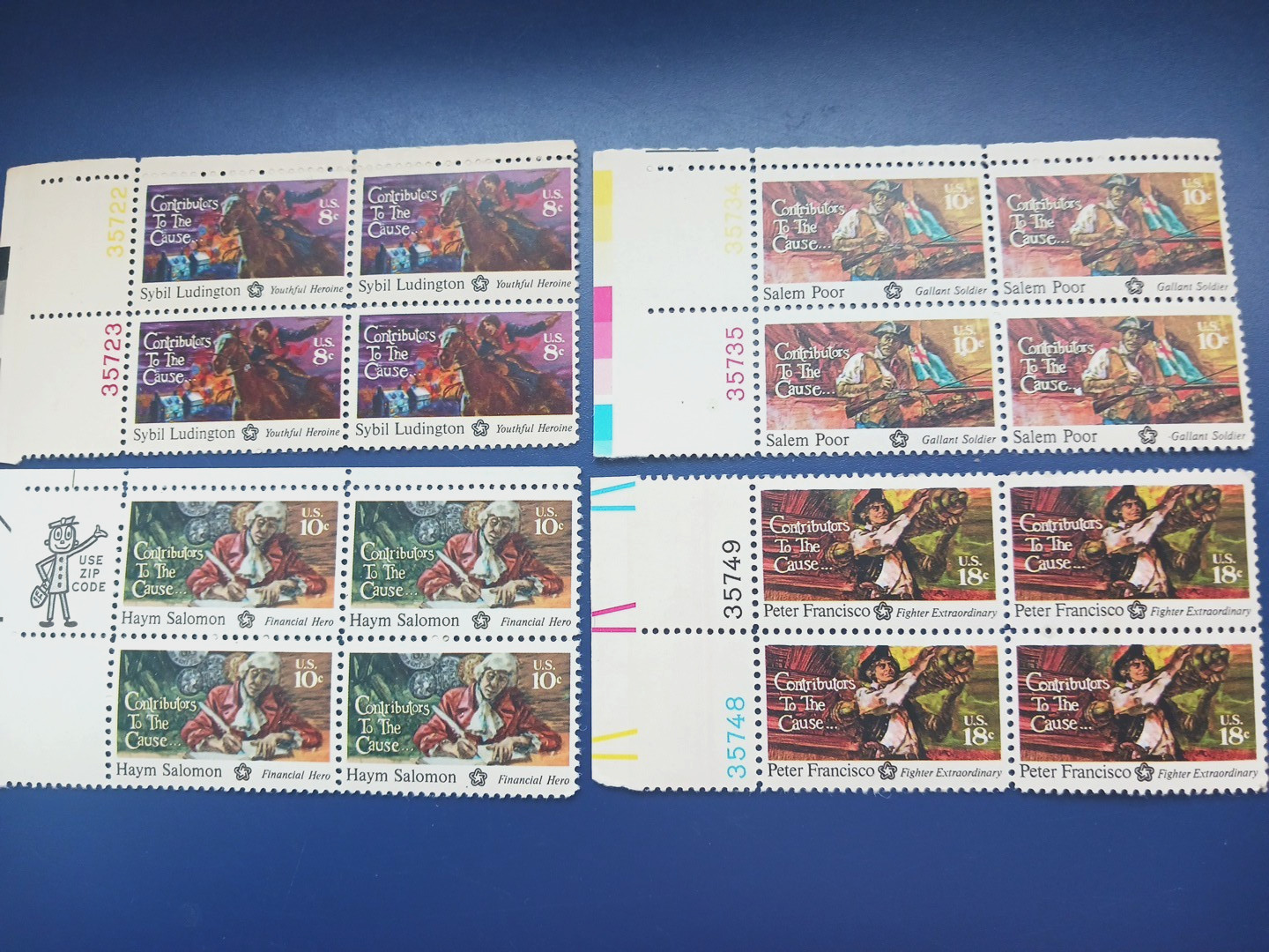 AMERICA BICENTENNAIL-CONTRIBUTORS TO THE CAUSE SET plate blocks