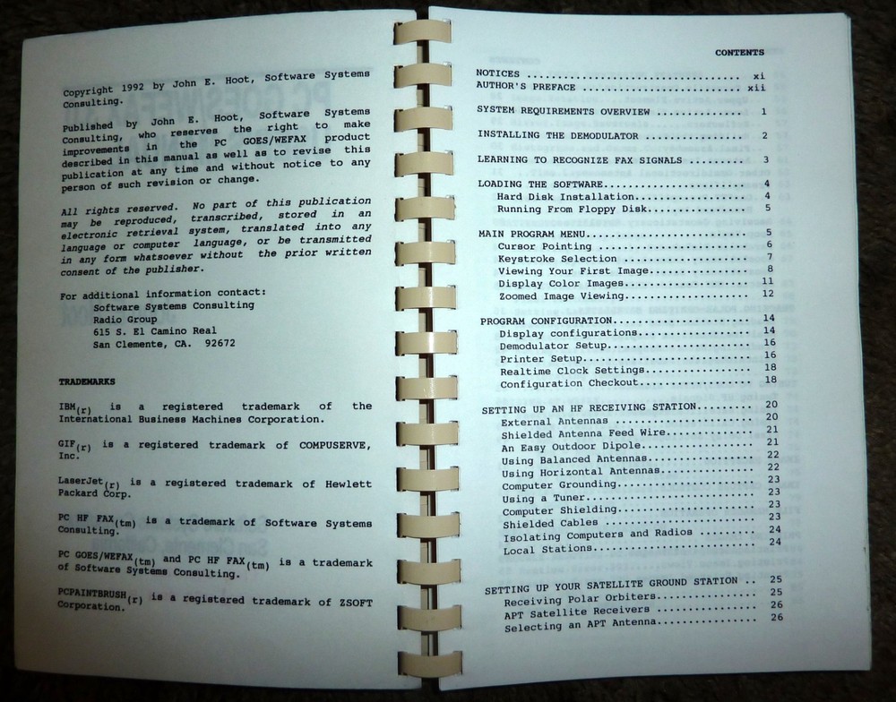 PC GOES/WEFAX 3.0 User's Manual John E. Hoot Software Systems Consulting 1992