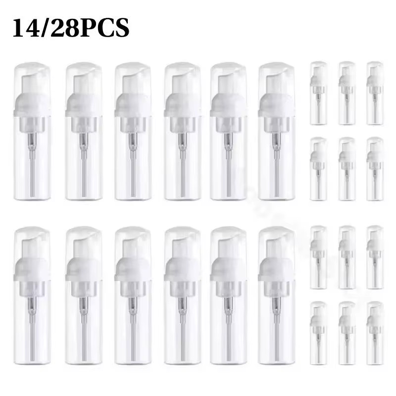 14/28PCS Transparent Empty Eylelash Foam Pump Bottle Cream Cleanser Bubble Plast