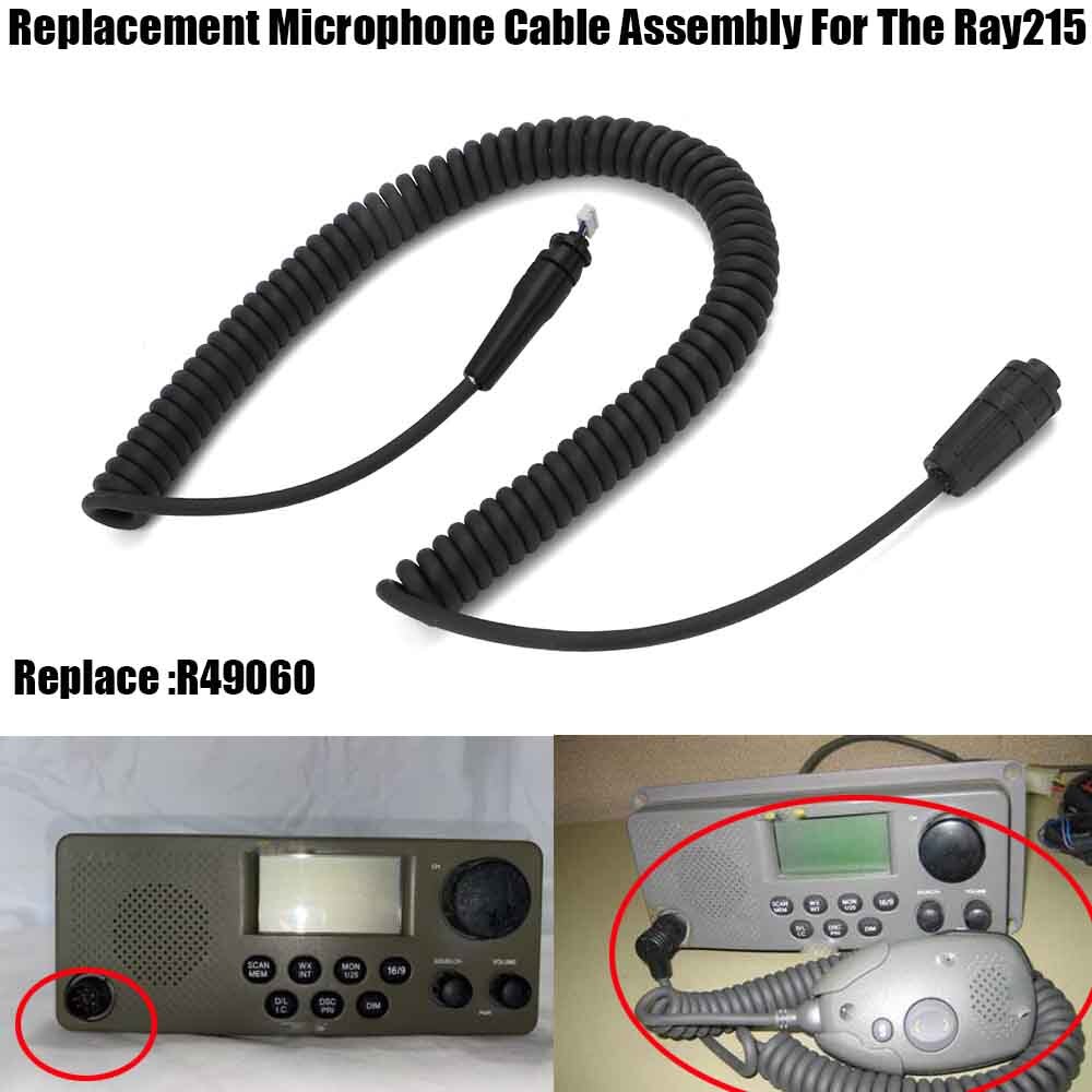 R49060 For Raytheon/Raymarine Ray 215 VHF Radio Microphone Mic Cord Cable Coiled