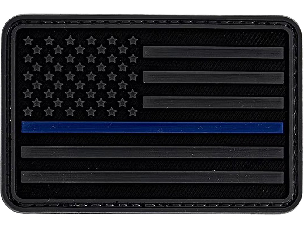 Merica Life 3D US Flag Forward Thin Blue Line PVC Morale Patch Grey