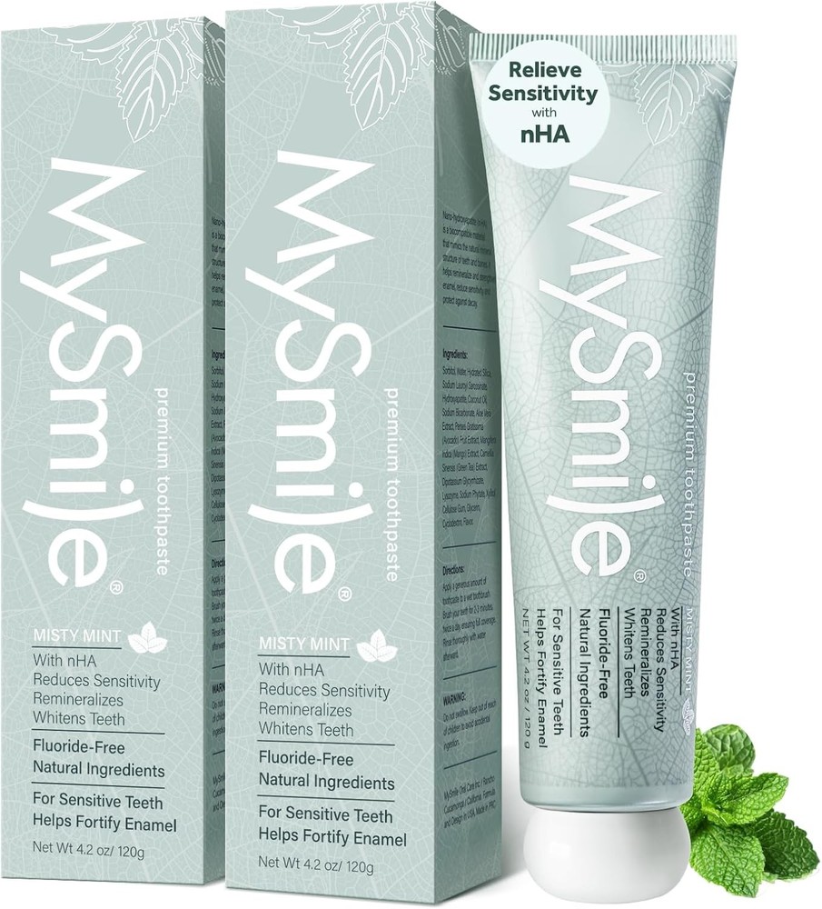 MySmile 10% Nano Hydroxyapatite Toothpaste, Fluoride Free Whitening Toothpaste