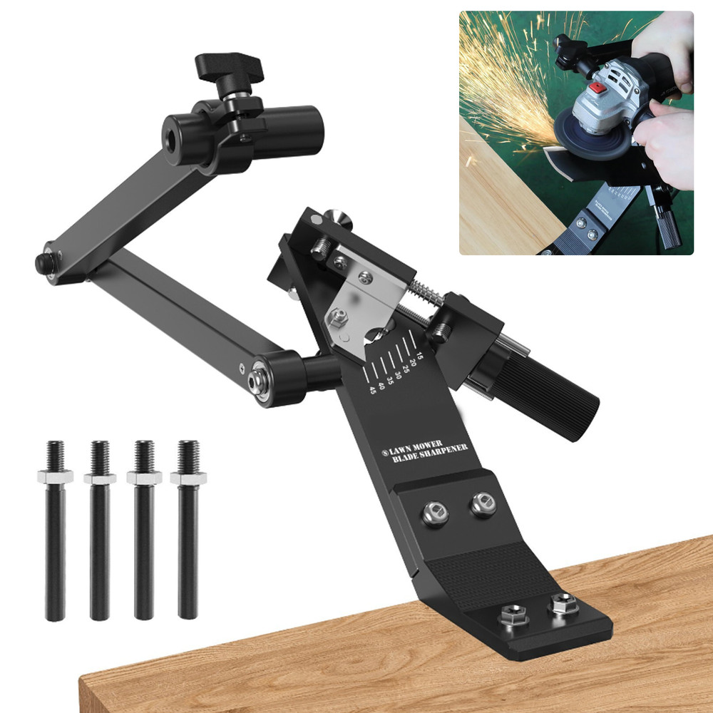 Lawn Mower Blade Sharpener 15°-45° Adjustable Frame-Suit for Right & Left Blades