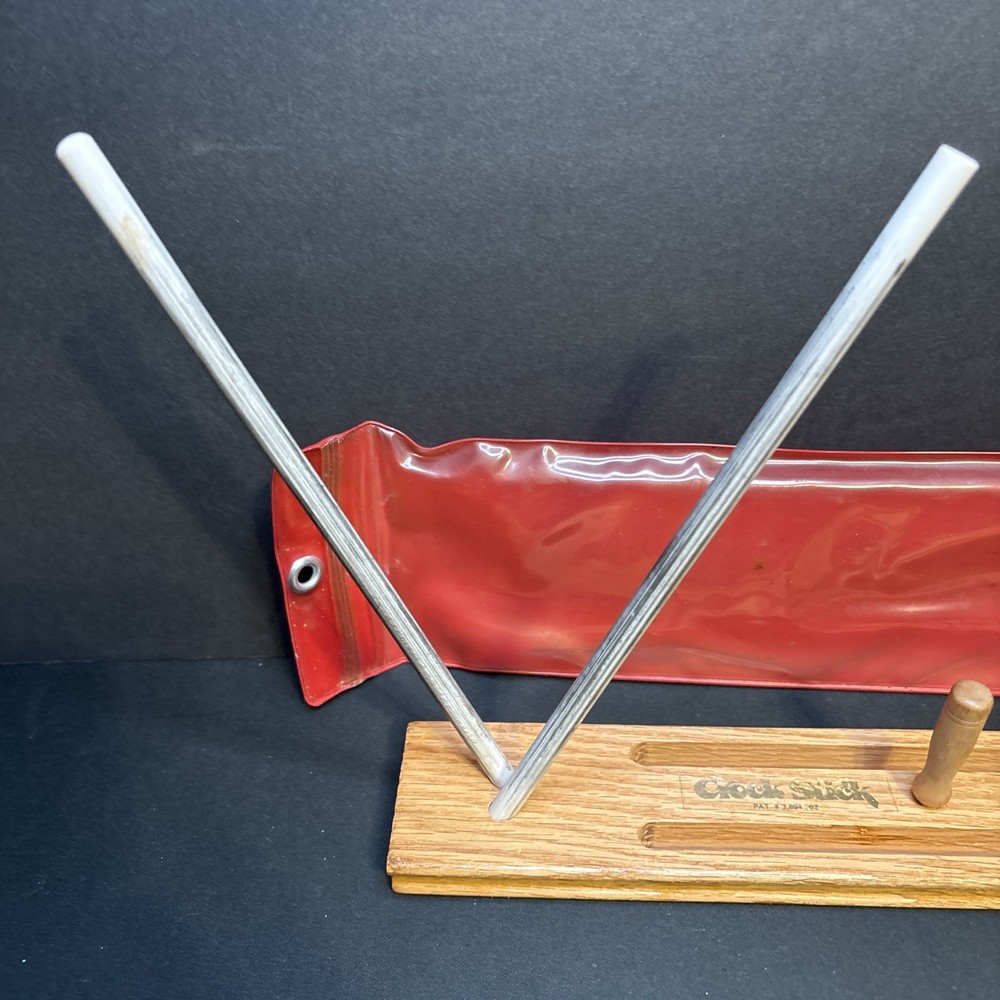 Vintage Crock Stick Knife Sharpener w/2 Rods & Kwik-Sharp Plastic Case
