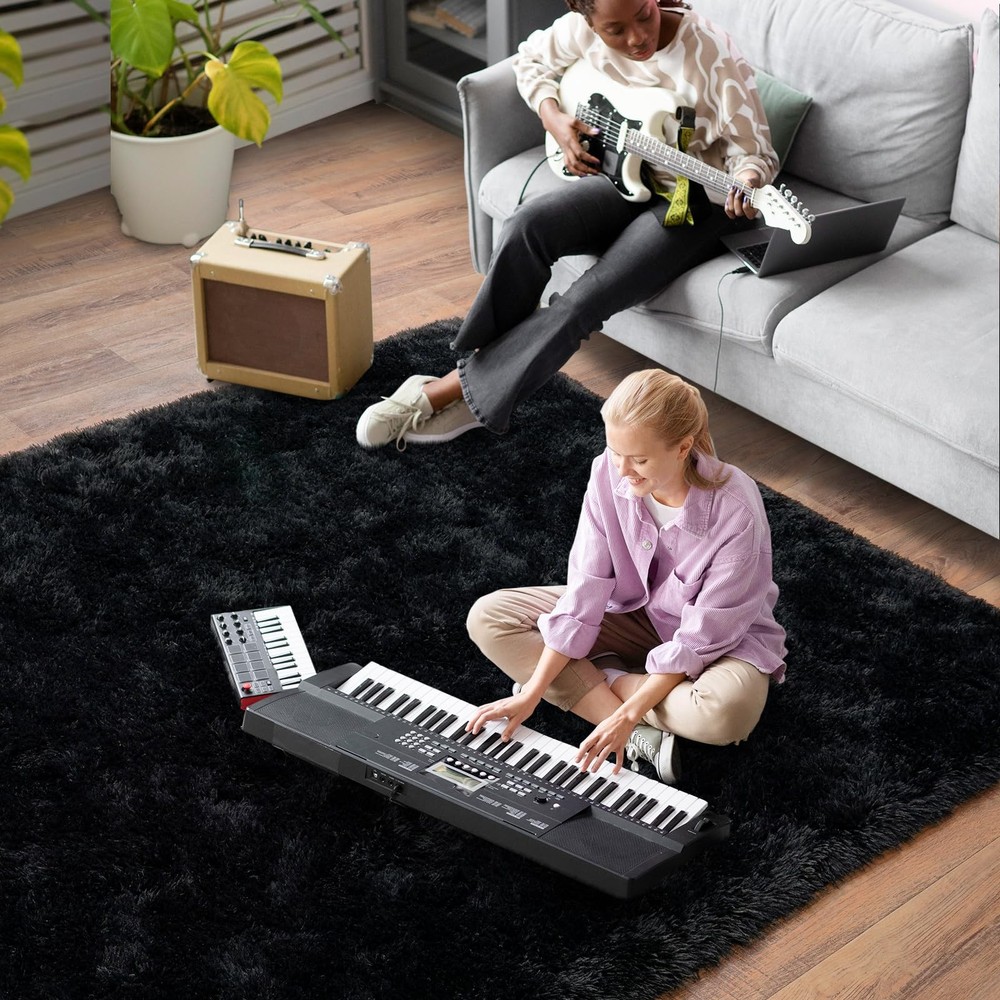Dssimo Black Rug for Bedroom, Super Fluffy 4x6 4' x 6' (Rectangular),