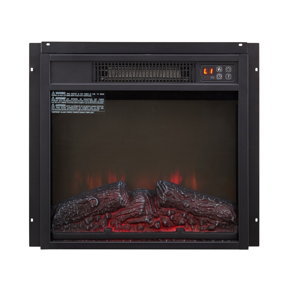 18" 1400W Electric Fireplace Insert Ultra Thin Log Set Black
