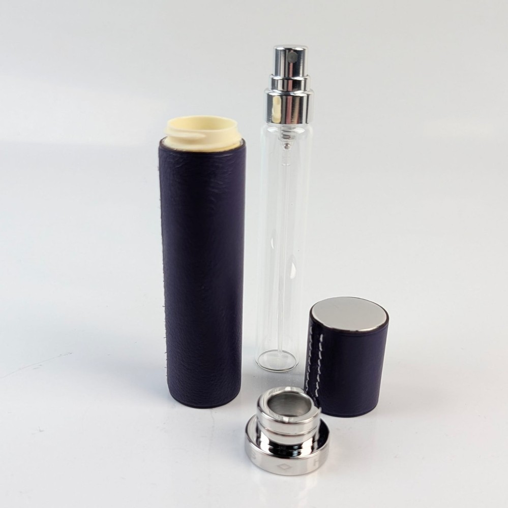 New HERMES Refillable Atomizer Perfume Case Accessory Leather Purple