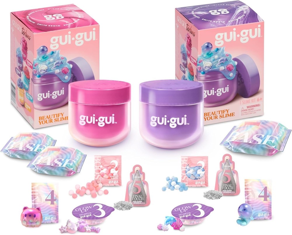 Gui Gui 2-Pack Scented Slime Kit: Clear & Gloss DIY, Reusable Containers, ASMR