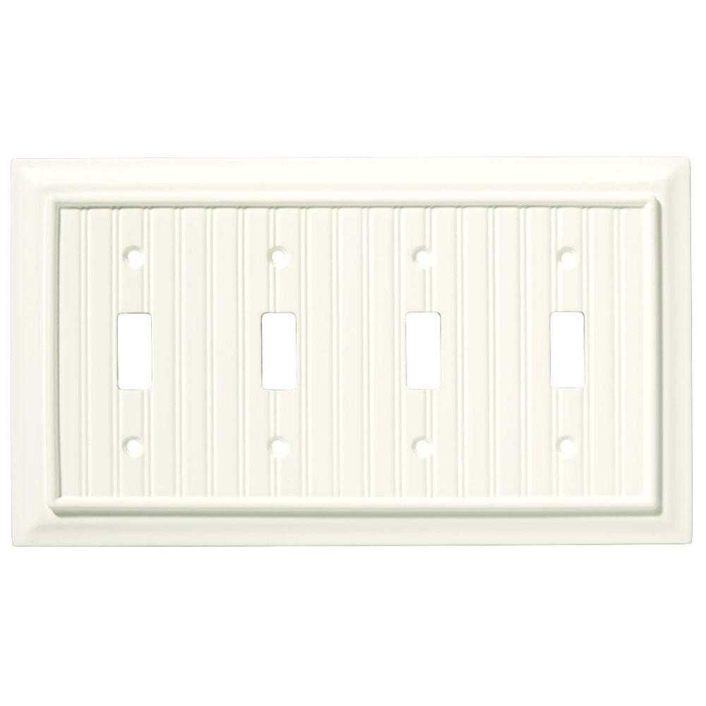 (5 Pack) Cream Beadboard Quad Toggle Switch Wall Plate