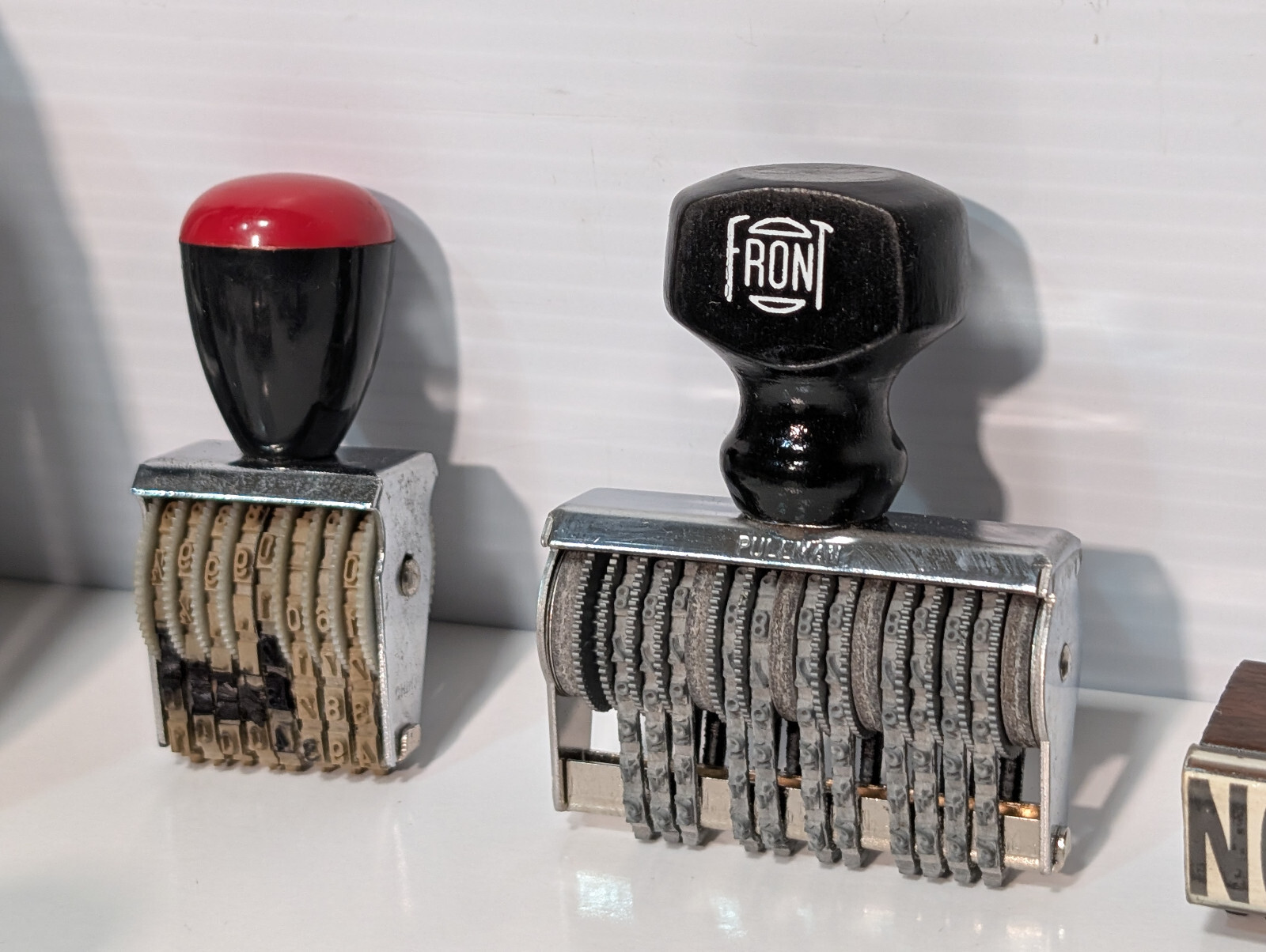 Lot of 25: Assorted Commercial, Retail, Stamps, Stamp Pads, Band, Type Font