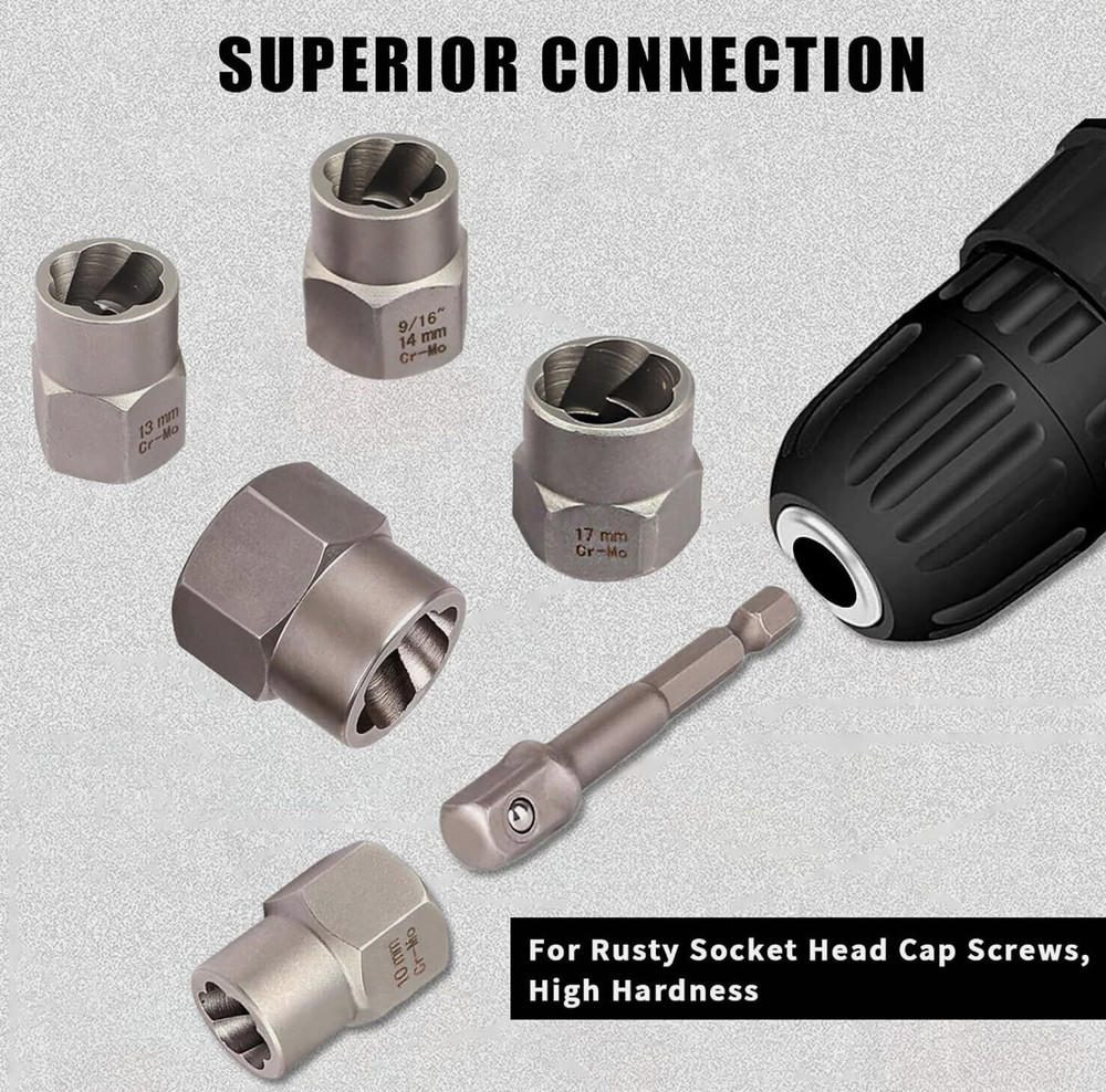 14 Pcs Nut & Bolt Extractor Kit, of Bolt Removal Tool Set, Extractor Socket Tool