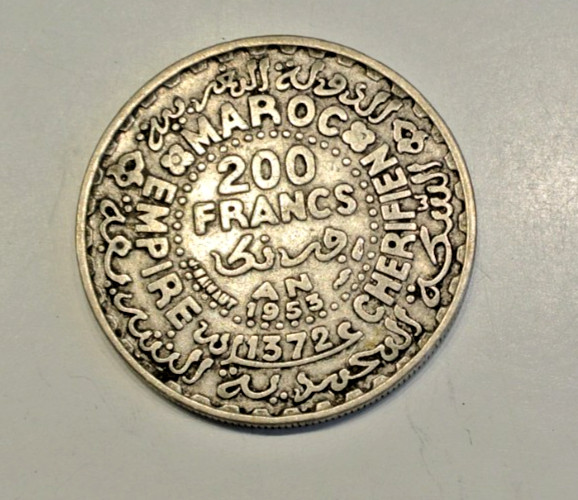 MAROC/MOROCCO 200 FRANCS ARGENT/ SILVER 1372  / 1953