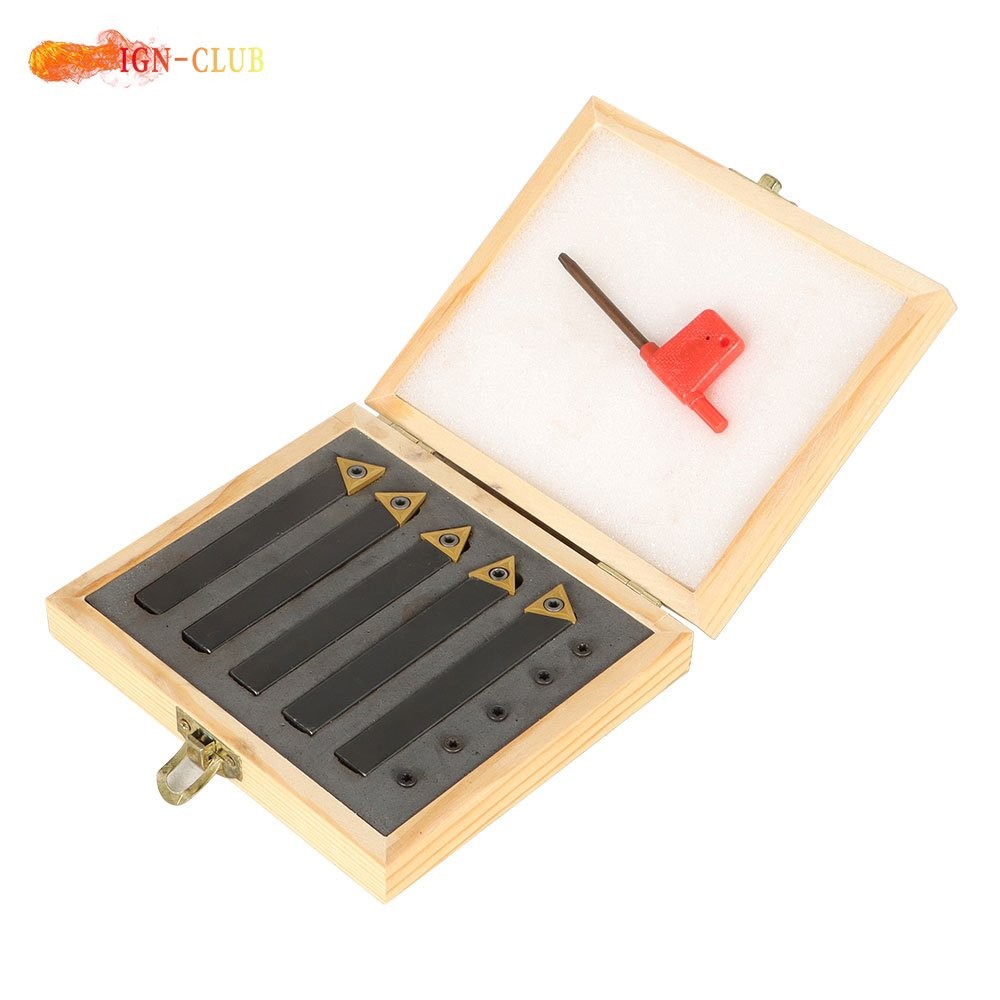 1/2" 5Pcs Indexable Carbide Insert Turning Tooling Bit Holder For Lathe