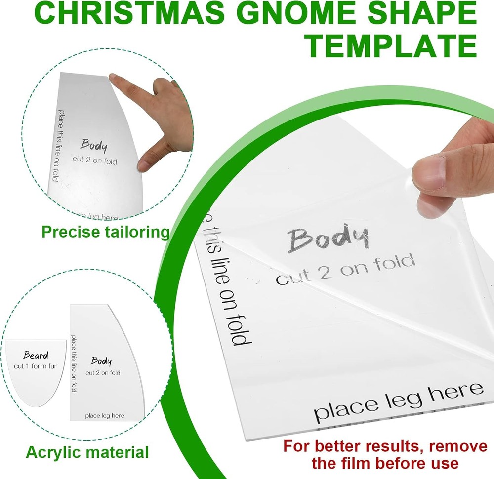 Jutom 11 Pcs Christmas Gnome Patterns for Sewing Basic transparent