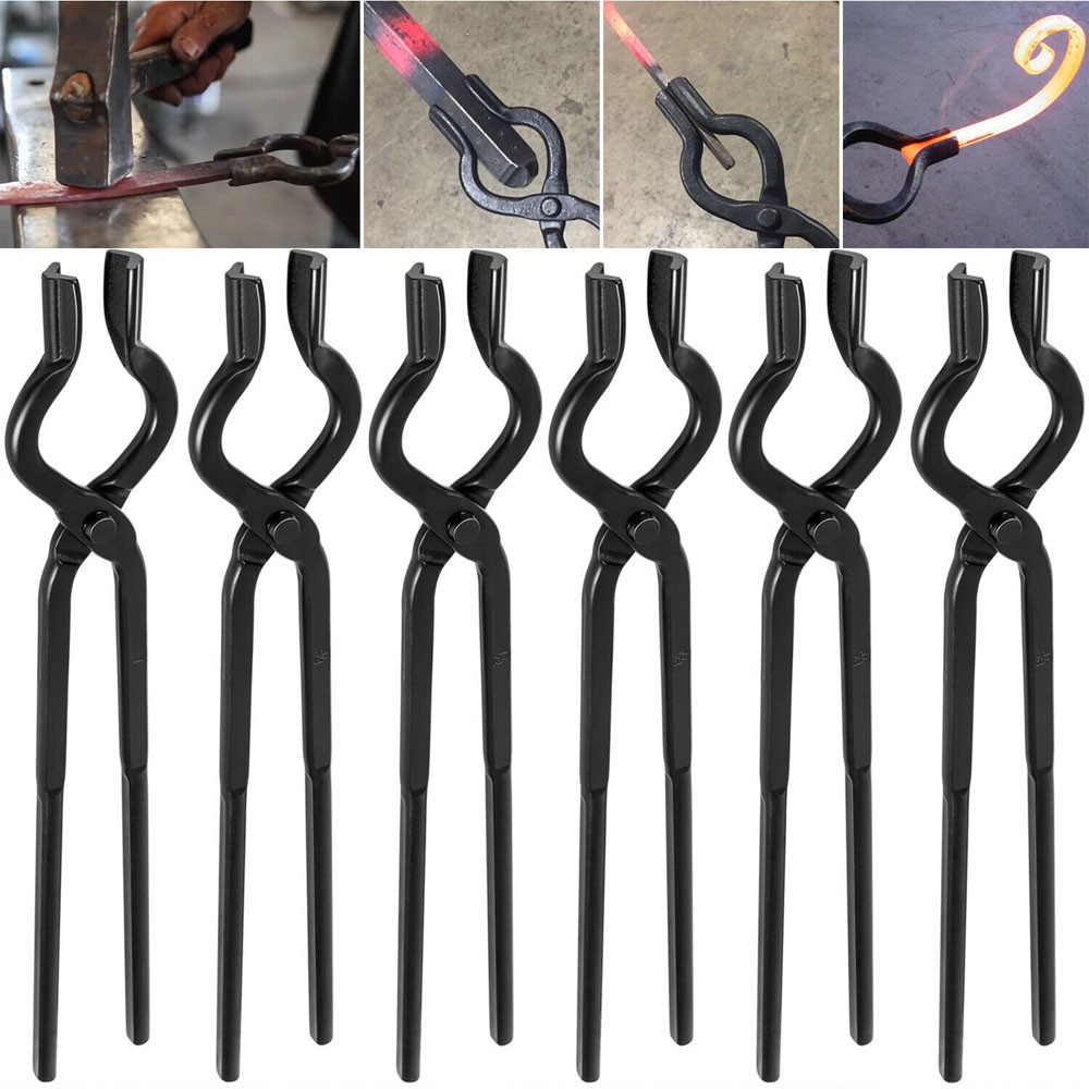 6PC V-Bit Bolt Knife Making Blacksmith Tong Set Bladesmith Tool Anvil Vise Forge