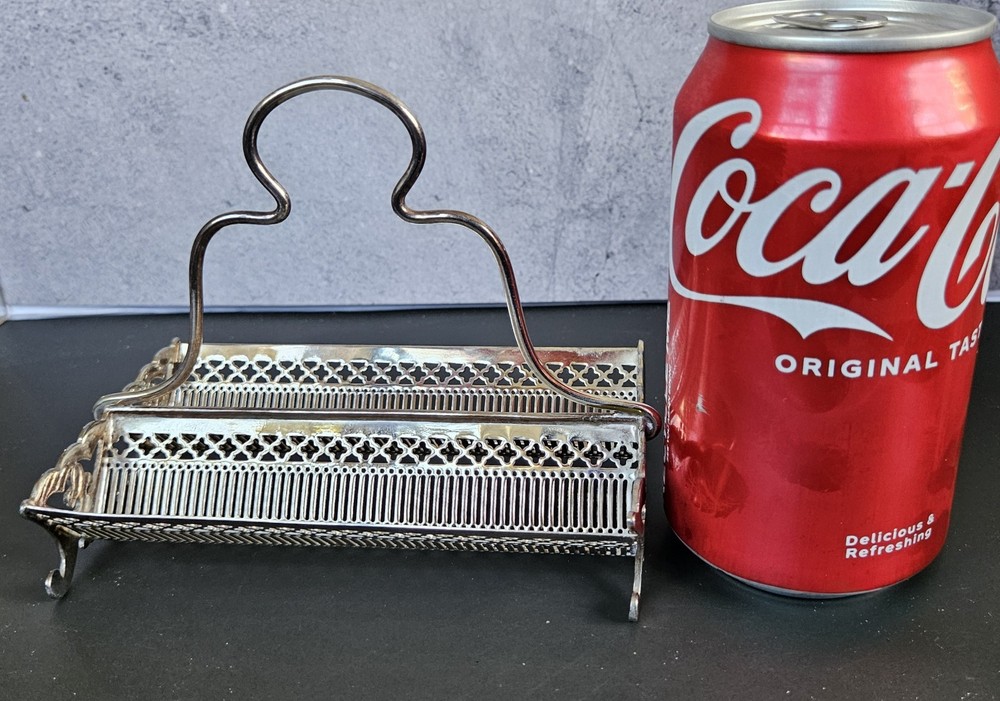 Silver Plated Biscuit Square Cracker Tray Double Sided Reticulated