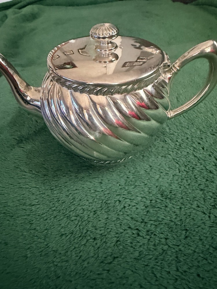 Silverplate Antique Teapot Swirl Pattern Swirl Design Marked 3785