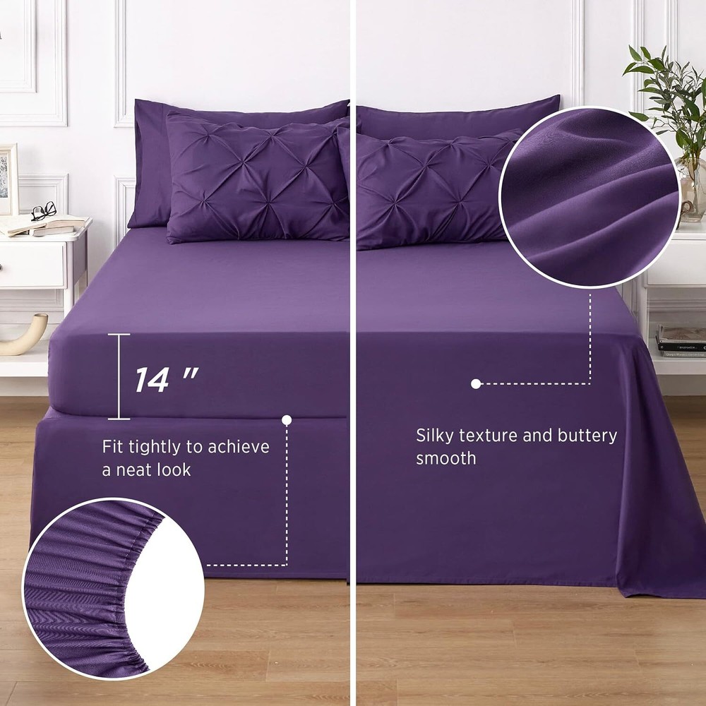 Bedsure Full Size Comforter Sets - Bedding 7 Pieces, Full, Purple