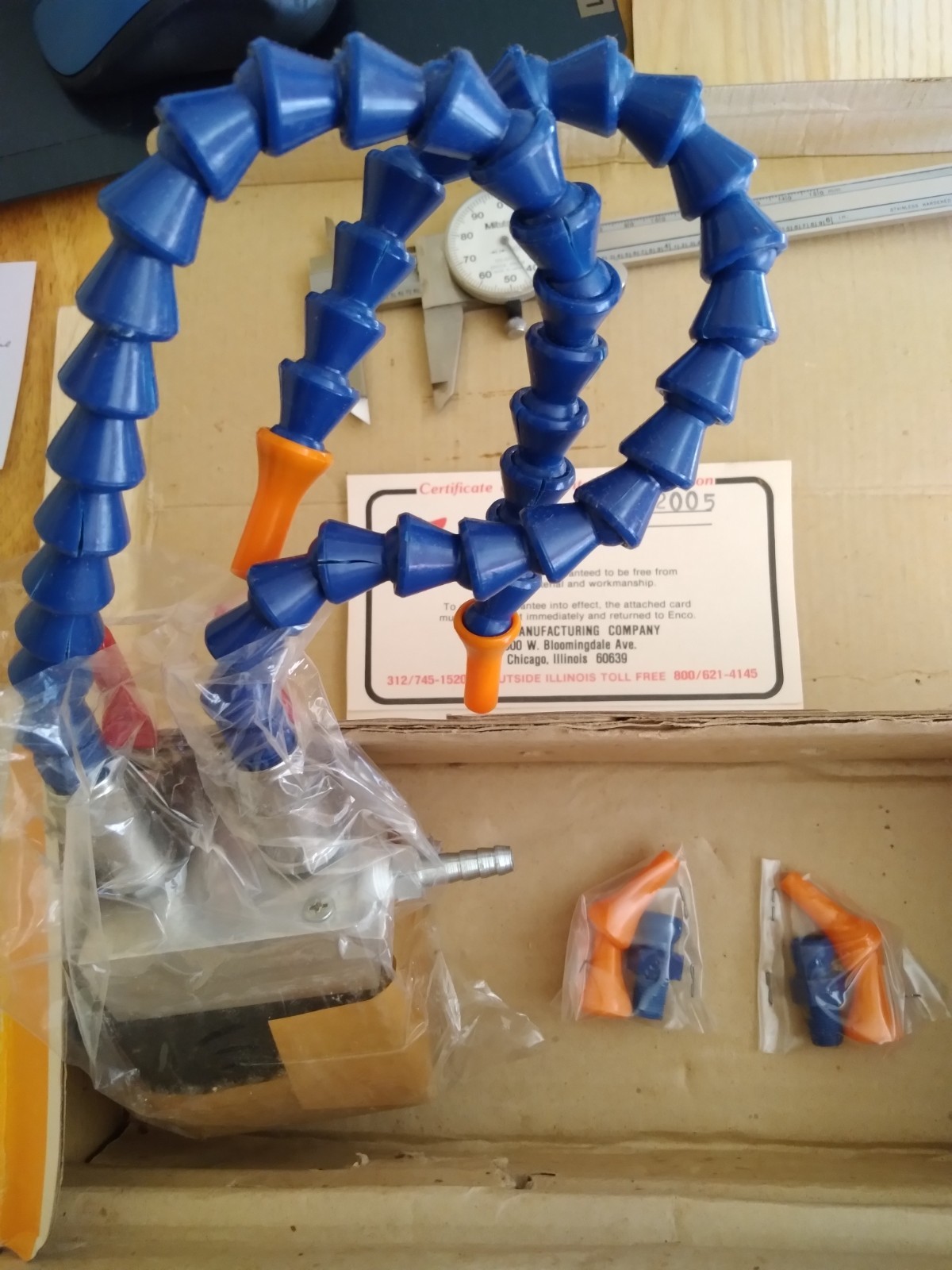 Magnetic Base Nozzle Stand W/ 2 Flexible Coolant Nozzles Enco Model:200-2005