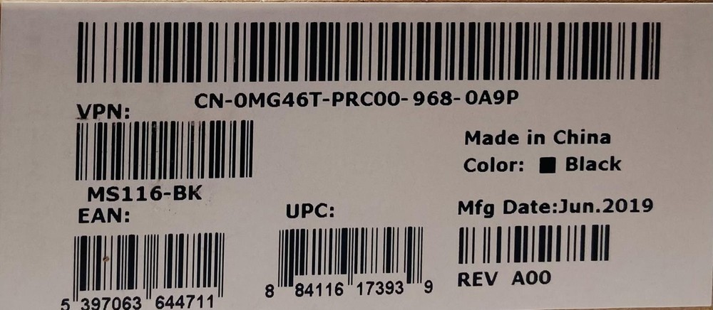 5X NEW DELL MG46T MS116-BK COMPUTER MOUSE
