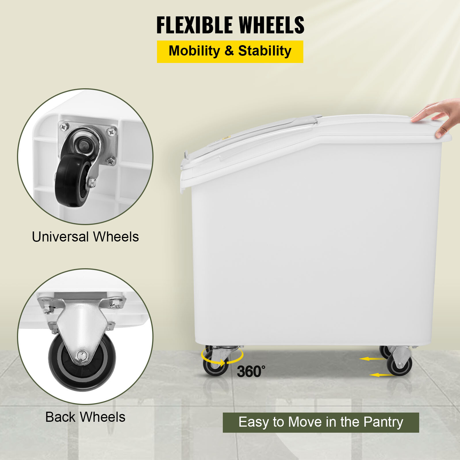 VEVOR 21 Gallon Ingredient Bin w/ Scoop Sliding Lid Commercial Food Storage