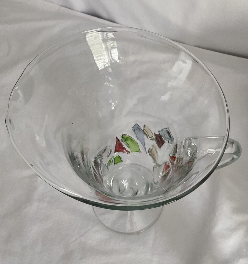 Hand Blown Mosaic Art Glass 10.5” Pitcher
