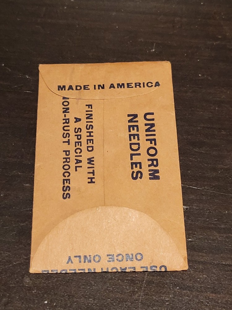gramophone phonograph needle packet, empty, torrington uniform soft tone
