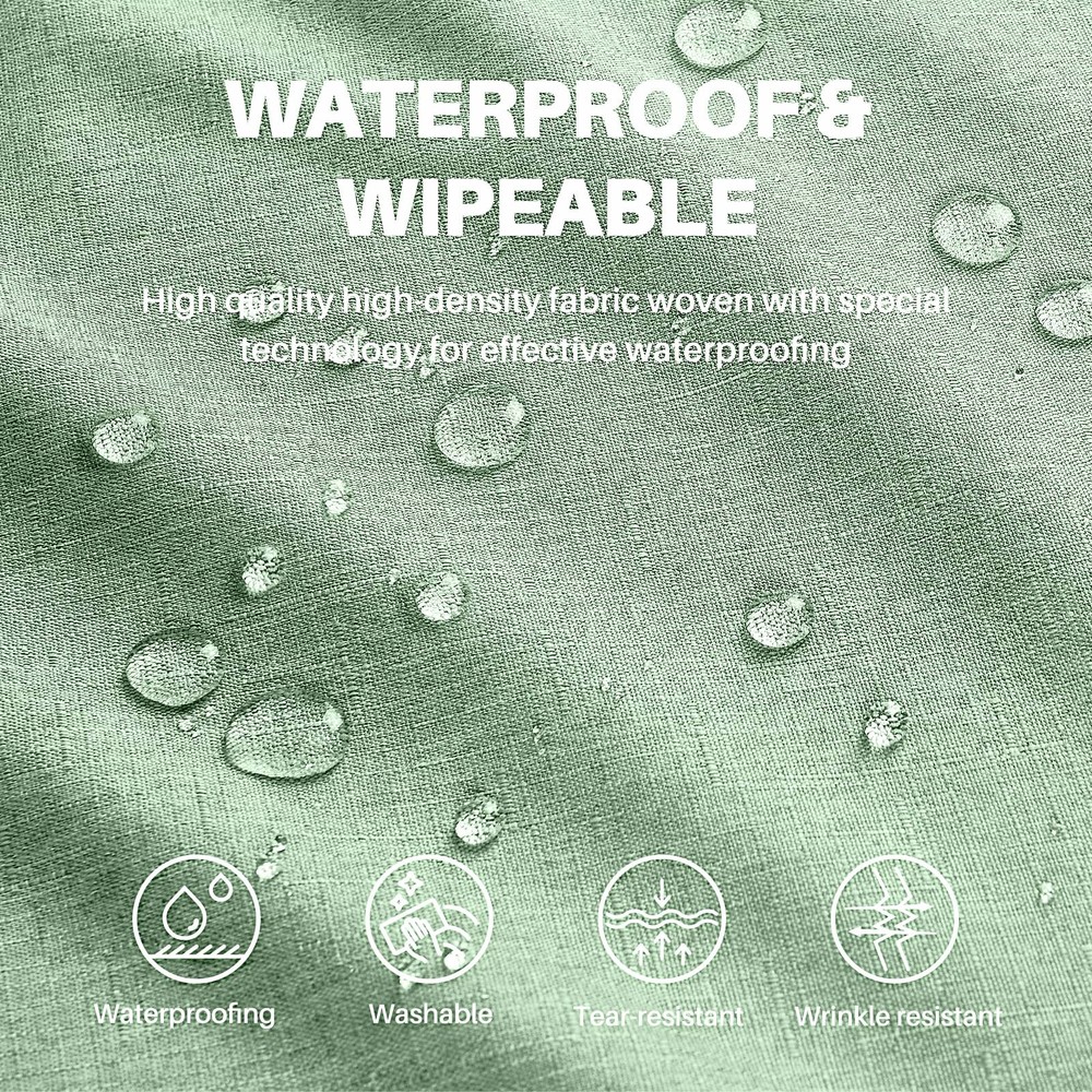 Textured Linen Table Cloth for Rectangle Tables - Sage Green Tablecloths Rectang