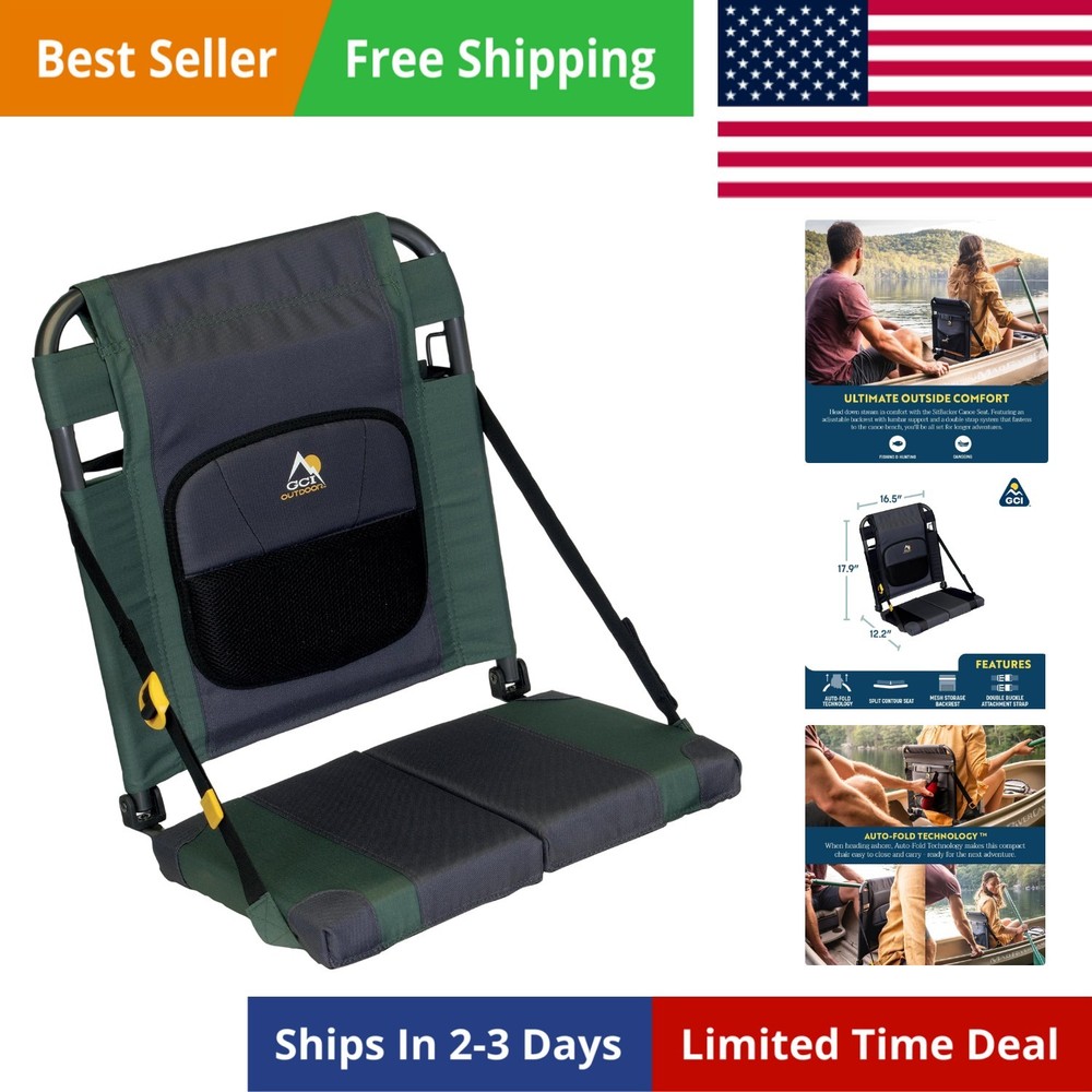 SitBacker Adjustable Canoe Seat with Back Support