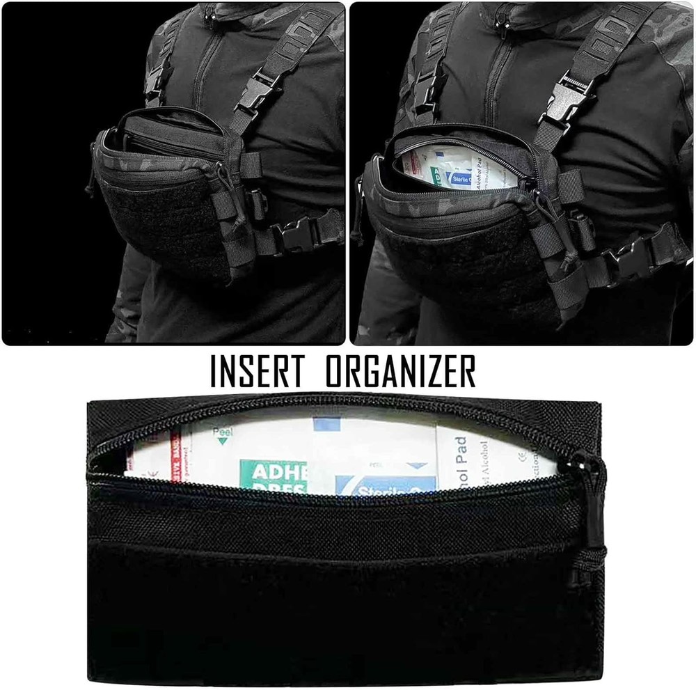 6 Piece Tactical Bag Insert Pack, Modular Elastic Loop Panel Organizers Pouch In