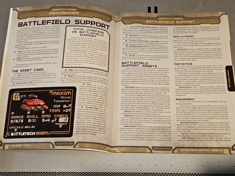 Battletech Mercenaries Rulebook Kickstarter Assets Support