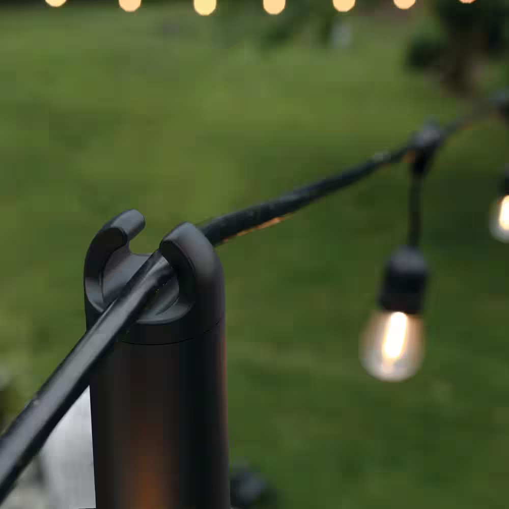 2-Pack 9 Ft. String Light Poles for Hanging Lights, Matte Black