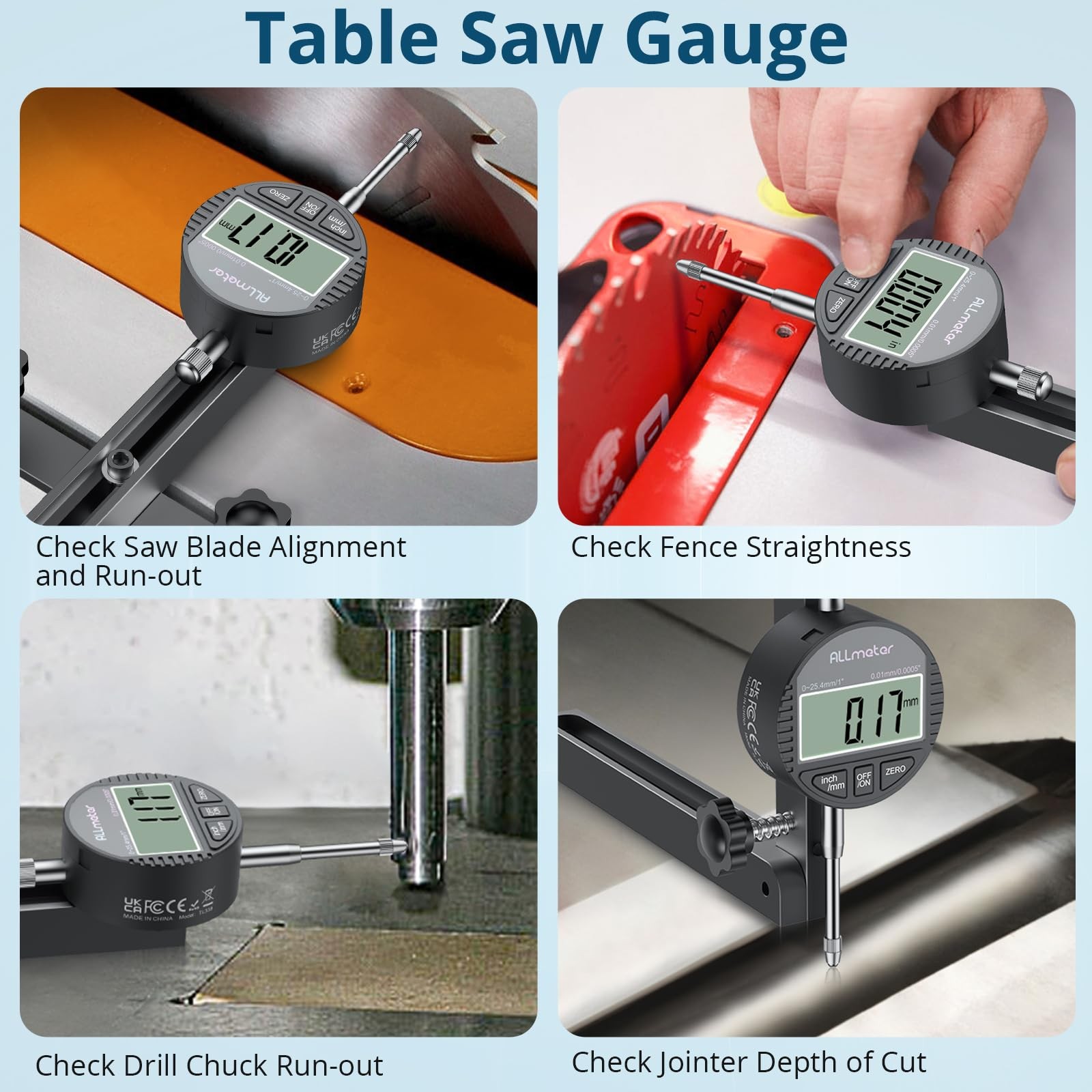 Digital Table Saw Gauge | Straight-Through Chute Design | 0.01mm Precision Di...