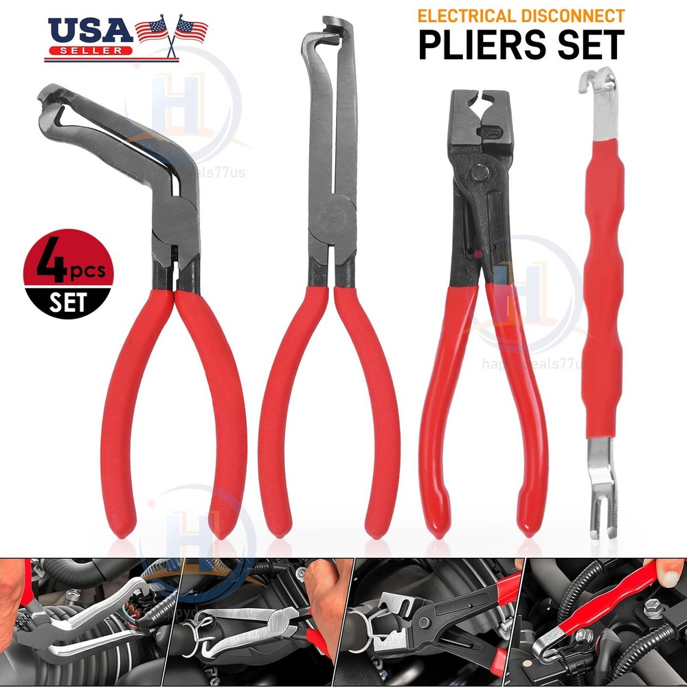 4PC Electrical Disconnect Pliers Connector Separator Terminal Plug Removal Tool.