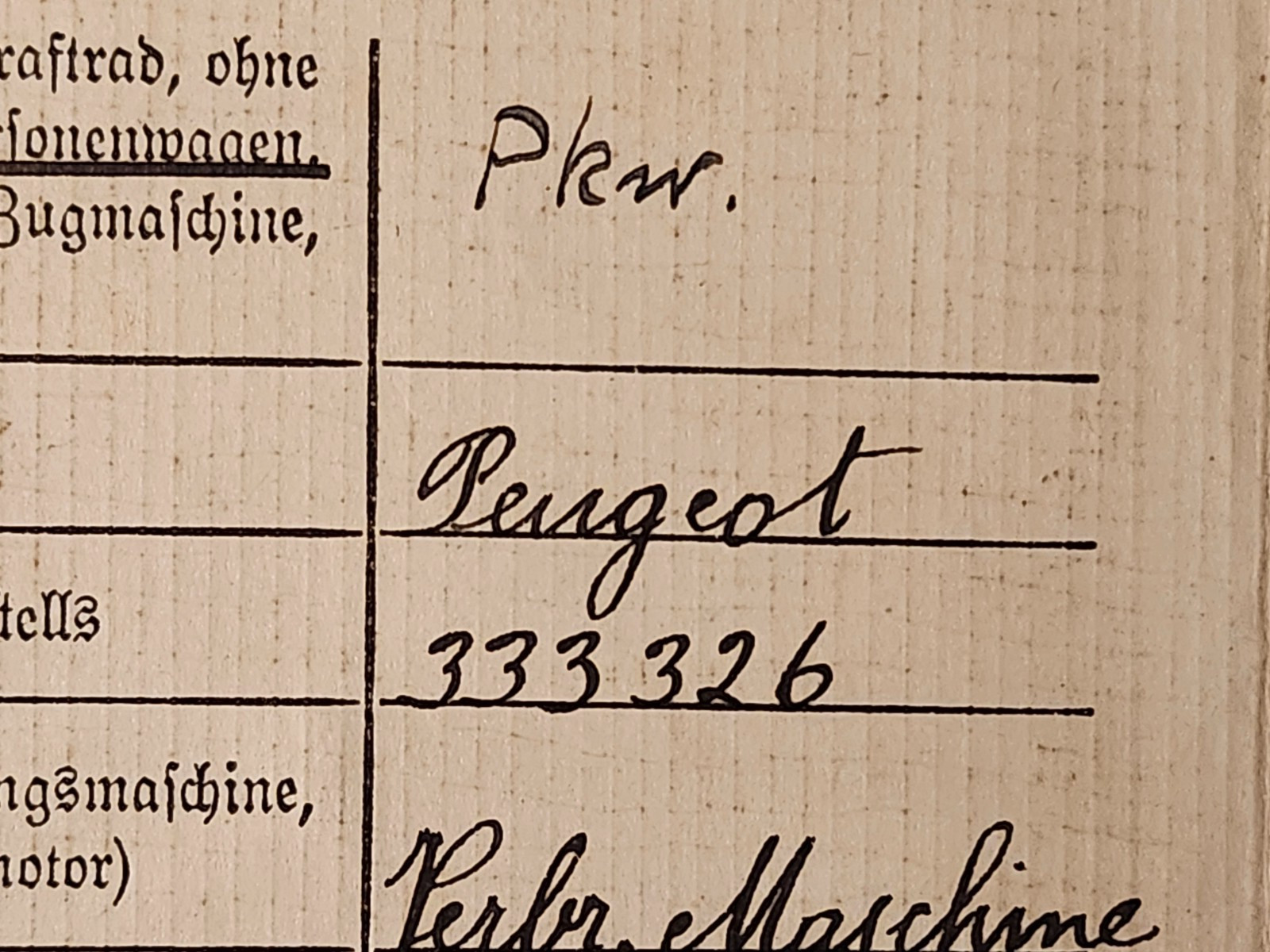 WW2 Germany. Kraftfahrzeugschein 1941