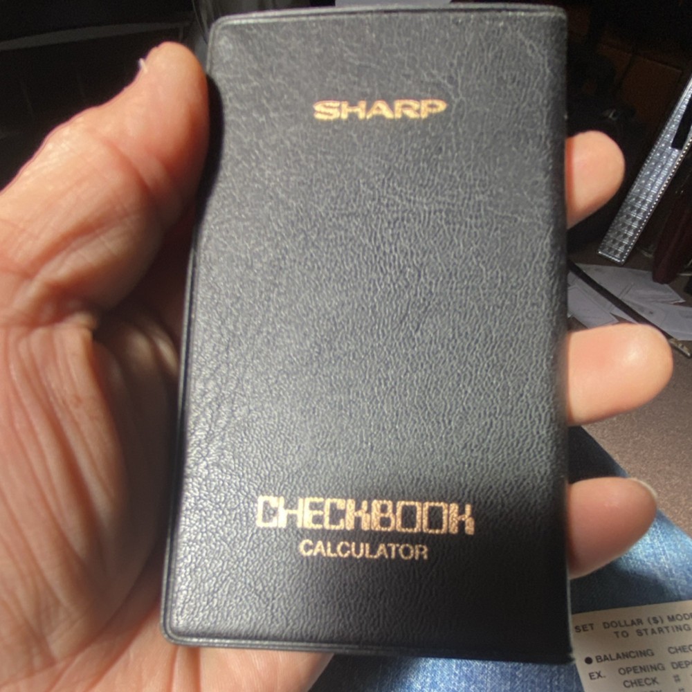 Sharp EL-322 Vintage Checkbook Calculator with Case, Box, and Manuals