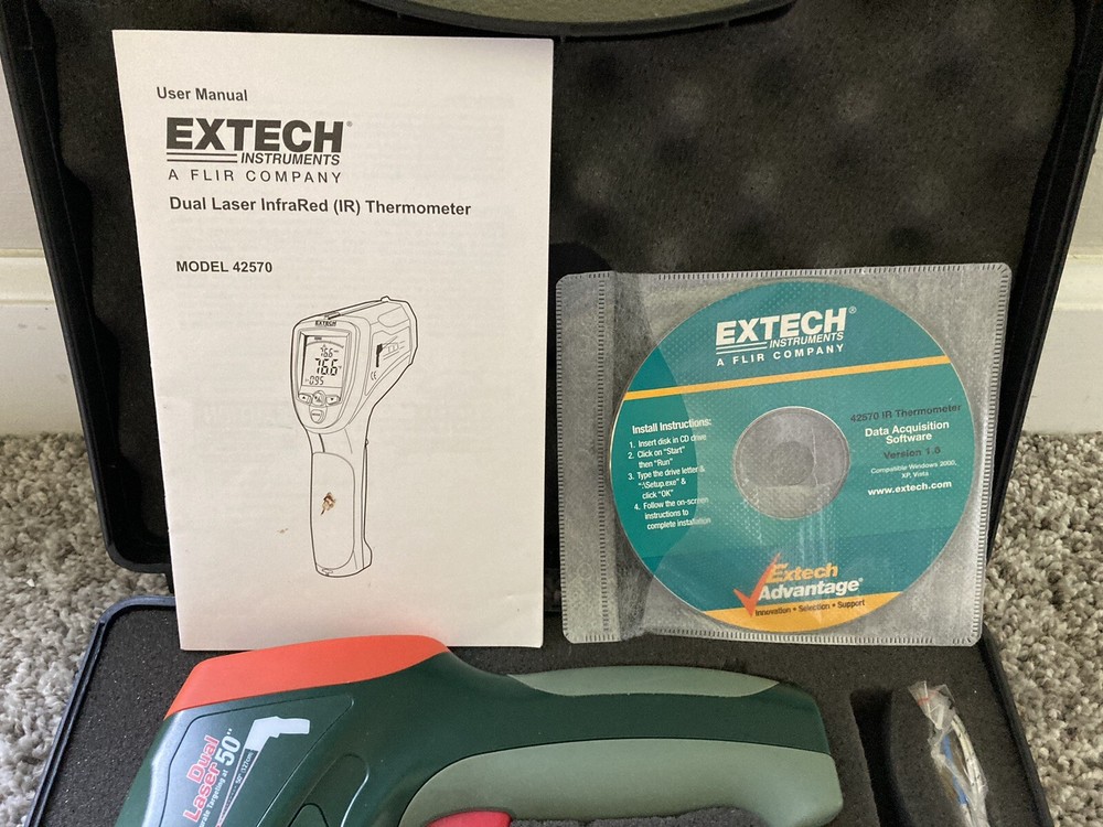 Extech Dual Laser Infrared Thermometer Model 42570 IR Temperature