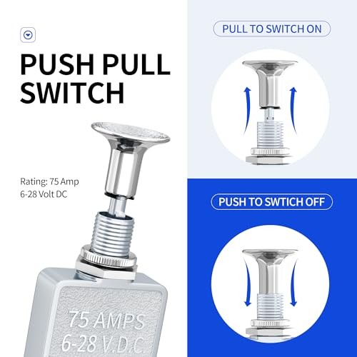 Push Pull Switch Heavy Duty 75 Amp Pull Switch 6-28V DC 2 Position Spst