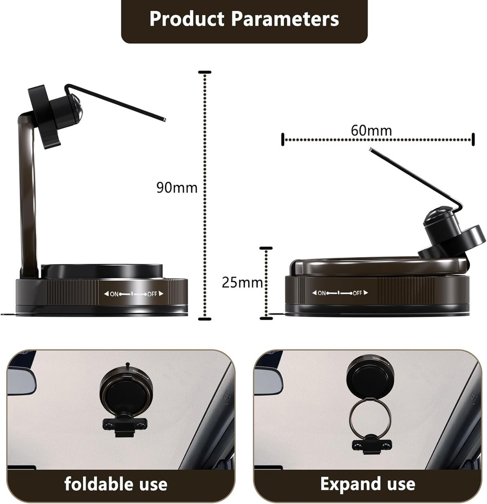 Radar Detector Mount Super Strong Suction Cup Car Windshield Bracket 360