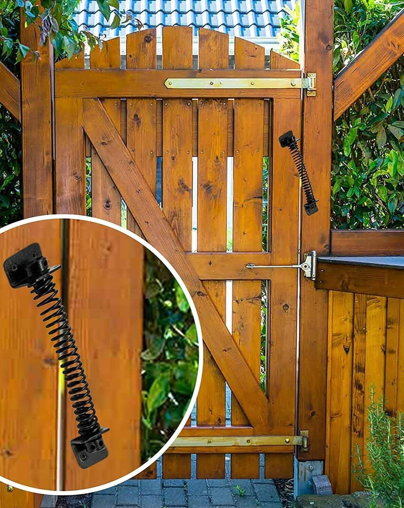 10.5” Spring Self Closing Outdoor Gate Closure Black Powder Coated Rust Proof