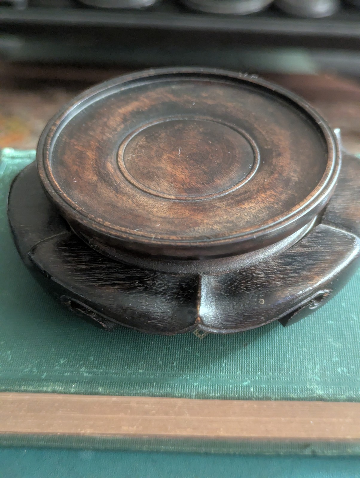 Vintage Japanese Carved Wood Display Stand Kadai for Vase or Bonsai