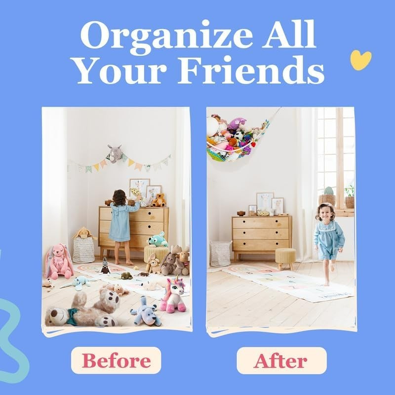 Elegant Stuffed Animal Hammock - Space-Saving Corner Net Storage, 2 Pack
