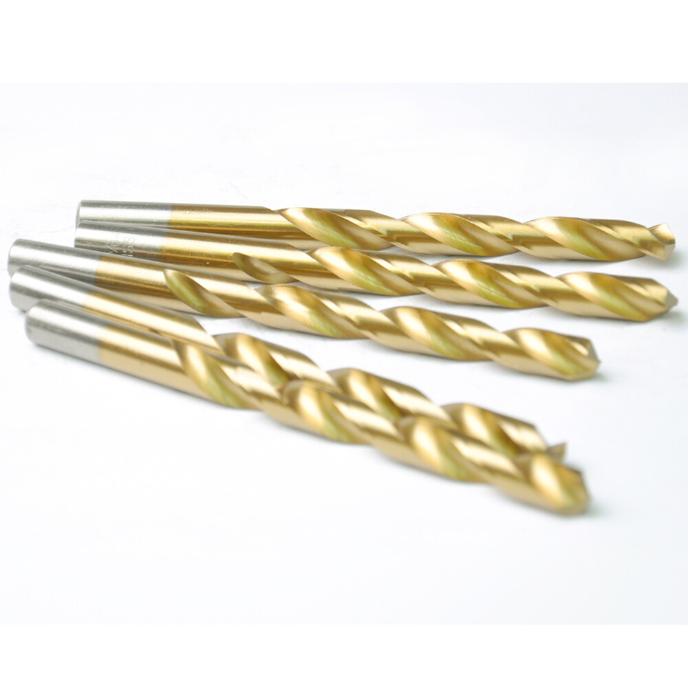 Drillforce 5PCS 3/8" Titanium Drill Bits Set HSS Metal Woodworking Drill Bit