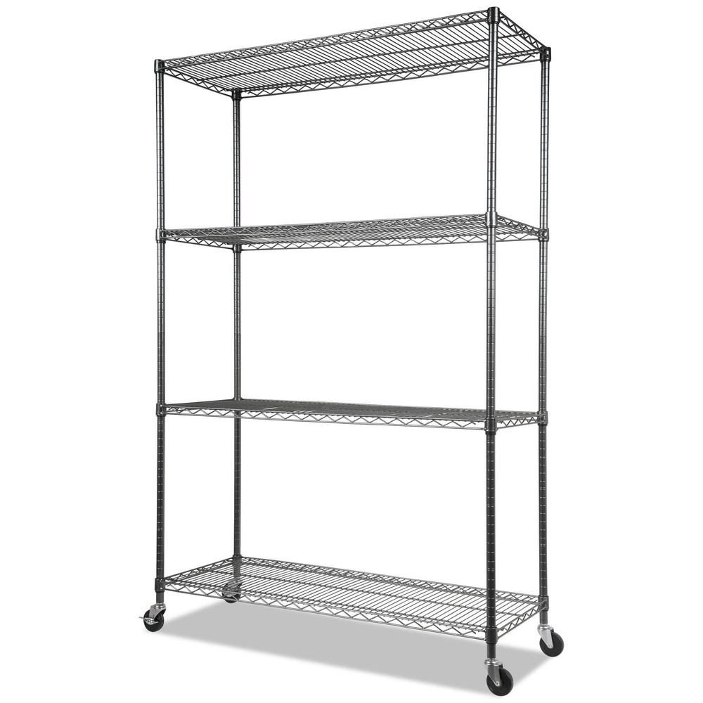 Complete Wire Shelving Unit w/Caster, 48" x 18" x 72", Black Anthracite